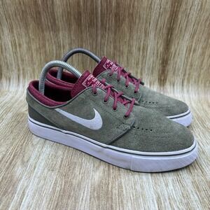 Nike SB Zoom Stefan Janoski Men's Size 7 Olive Green Burgundy Shoes 333824-216